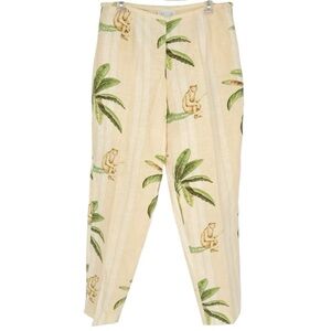 Vintage‎ Silk Club Collection 90s Jungle Print Monkey Linen Pants